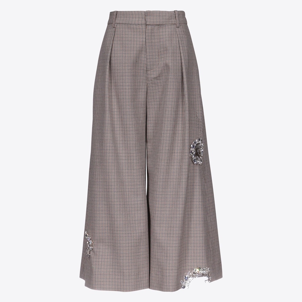 AREA CULOTTE PANT PLAID CRYSTAL EMBELLISHED TROUSER